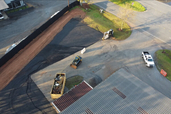 Aerial drone view of the completed Xytel Corporation industrial facility in Roebuck, SC, showcasing sitework including demolition, grading, utilities, stormwater systems, erosion control, and paving by S3 Construction